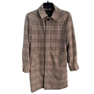 HM Man Houndstooth Car Coat Brown Black Plaid Overcoat Medium 0932238 2
